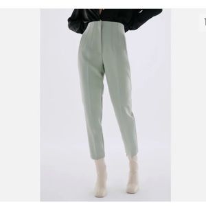 Zara high waisted slim fit trousers mint green